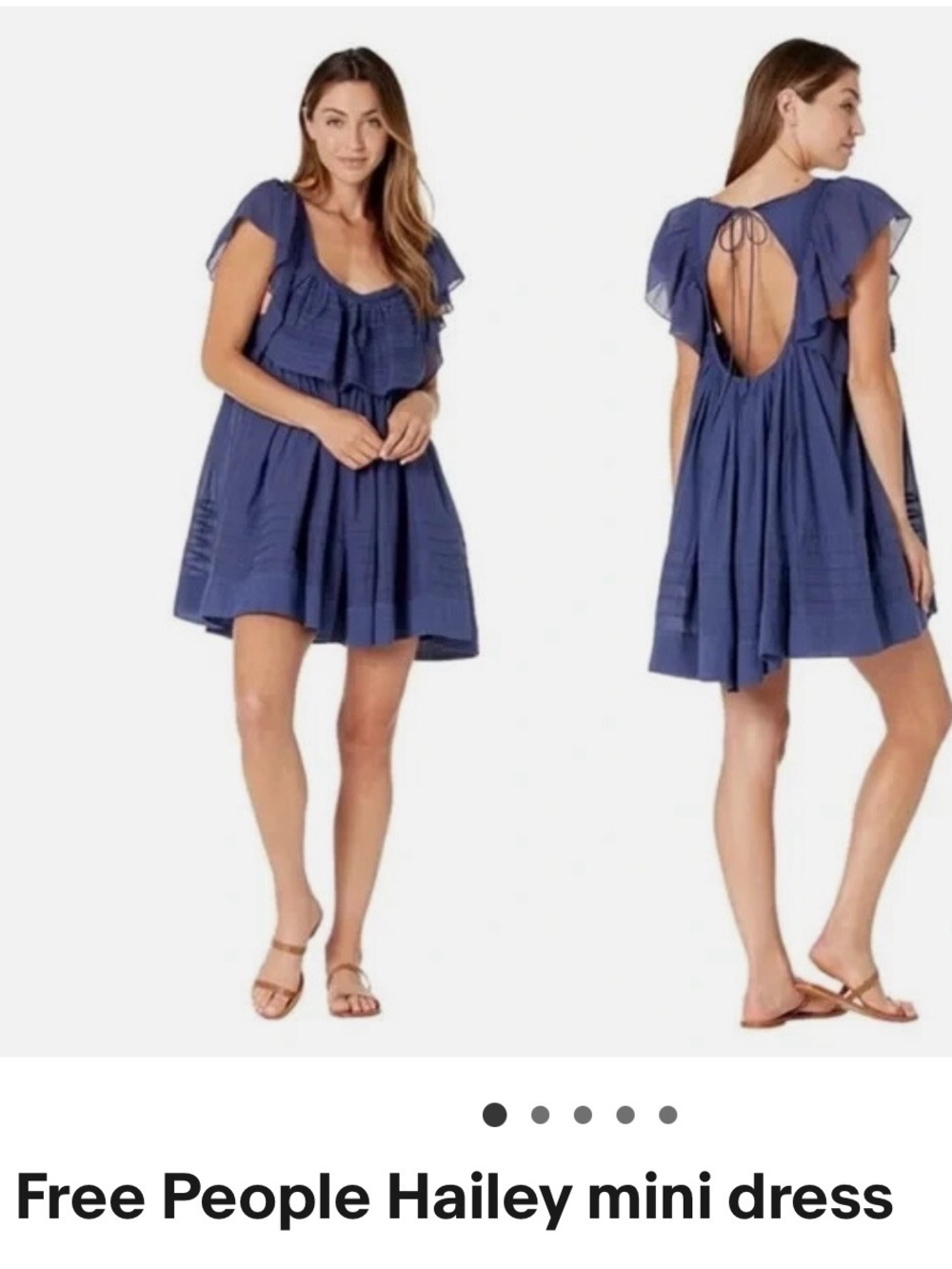Free People Navy Ruffle Back Mini Dress